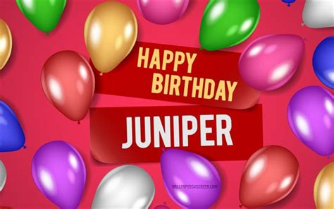 Download 4k, Juniper Happy Birthday, pink backgrounds, Juniper Birthday ...