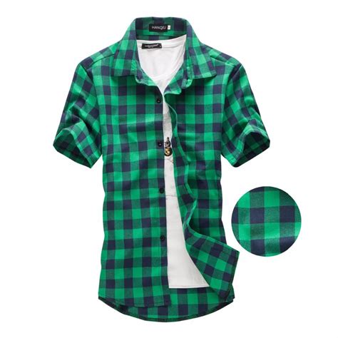 Presale Green Plaid Shirt Men Shirts 2019 New Summer Fashion Chemise Homme Mens Checkered Shirts ...