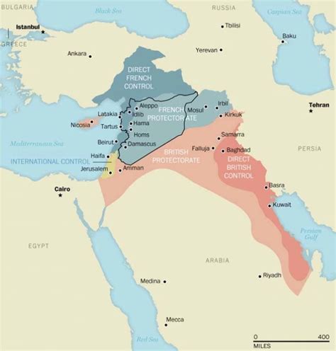 1916 Sykes-Picot Agreement carving the Middle East between Britain and ...