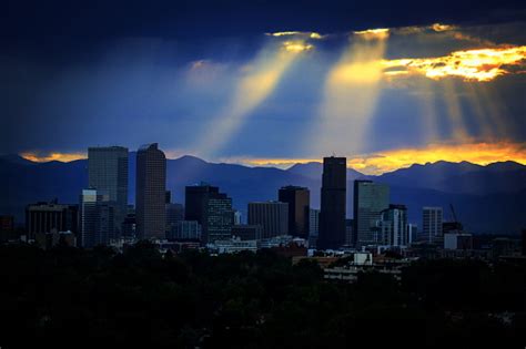 Denver Sunset Stock Photo - Download Image Now - Denver, Urban Skyline, Night - iStock