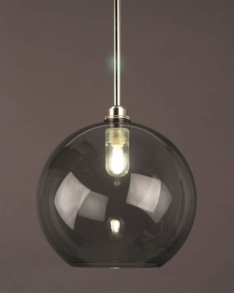 Smoked Glass Globe Bathroom Pendant Ceiling Light - IP44 - Hereford (industrial modern designer ...