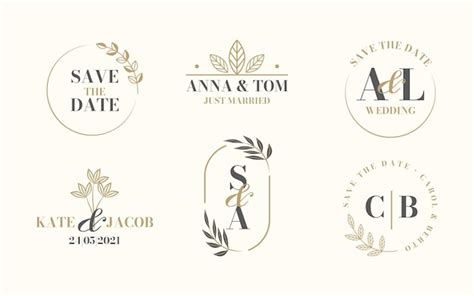 Premium Vector | Linear flat wedding logos