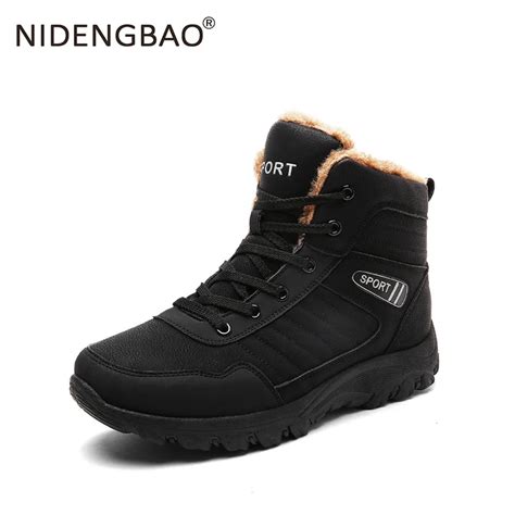 Winter Men's Running Shoes Waterproof Leather Shoes Plush Warm Snow Sneakers Outdoor Men Sports ...