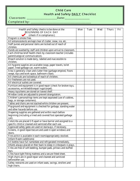 Printable Daily Personal Hygiene Checklist