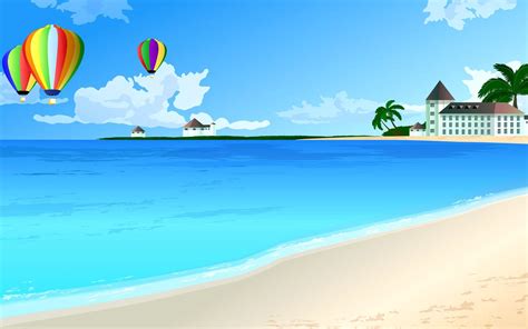 6995952 Beach Cartoon Wallpaper Background | Desktop wallpaper art ...