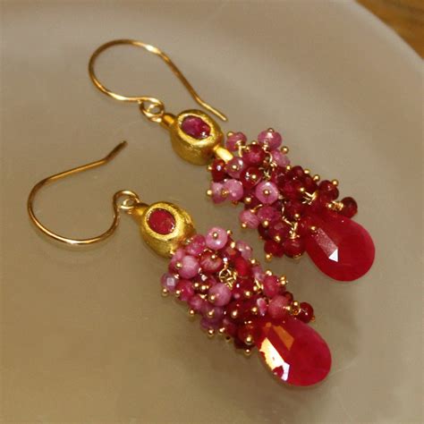 Precious Ruby Gemstone Earrings - Etsy