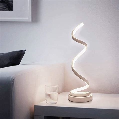 ELINKUME Spiral LED Bedside Table Lamp, Modern Minimalist Design, 12W Cold White Dimmable Eye ...