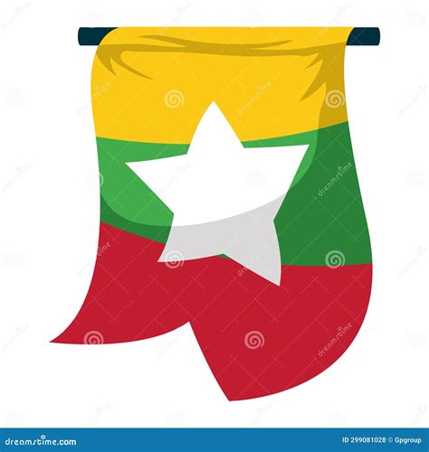 Myanmar Independence Day Flag Stock Illustration - Illustration of ...