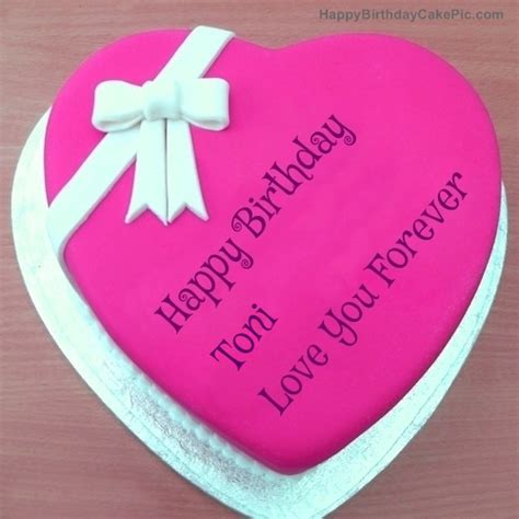 ️ Pink Heart Happy Birthday Cake For Toni