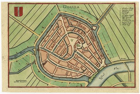 Antique Map of the City of Gouda (c.1750)