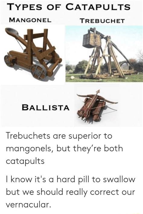 TYPES OF CATAPULTS MANGONEL TREBUCHET BALLISTA Trebuchets are superior ...