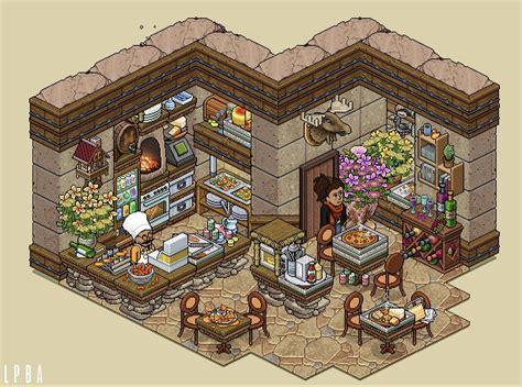 Rustic-Style Habbo Restaurant | Pixel art, Isometric art, Elements of ...