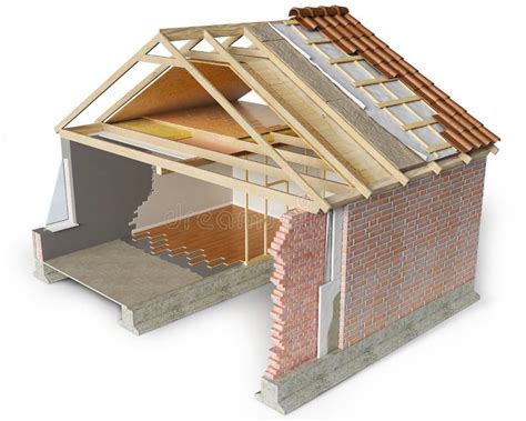 Cross Section of Roof Layers and House in a Building Process Stock ...