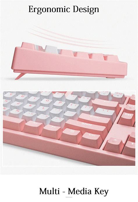 Keyboards Girls Pink Gaming Keyboard Mechanical Switch Red Blue Black Axis USB Wired 87Keys For ...