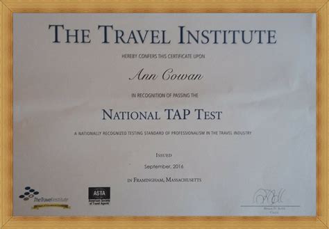 Local Travel Agent Passes the Tavel Agent Proficiency (TAP) Test