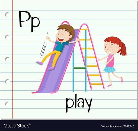 Flashcard letter p is for play Royalty Free Vector Image