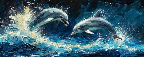 Premium Photo | A Pair Of Playful Dolphins Performing Wallpaper