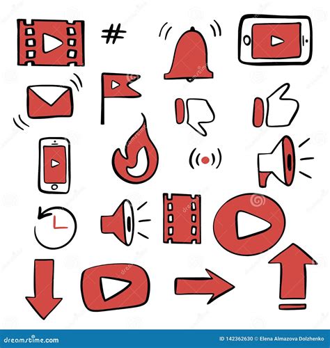 Youtube Channel Icons Lettering Set Vector Illustration | CartoonDealer ...