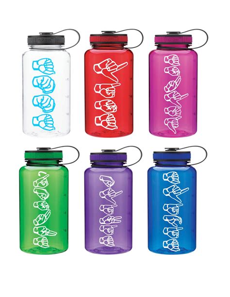 ASL sign language 34 oz water bottle names