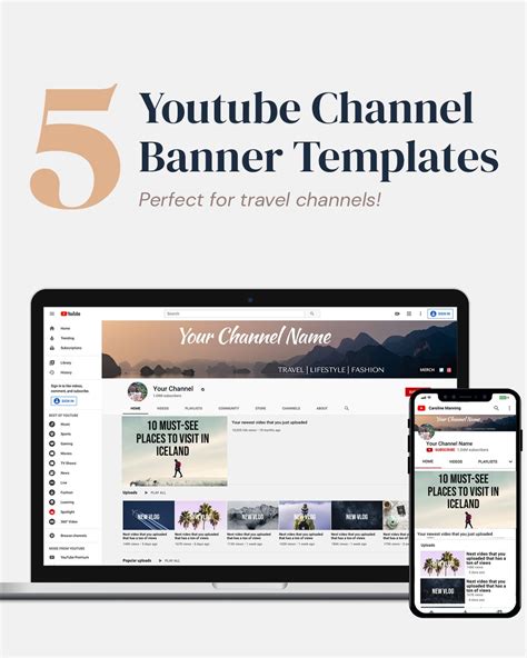 5 Youtube Banner Art Templates Youtube Channel Editable | Etsy ...