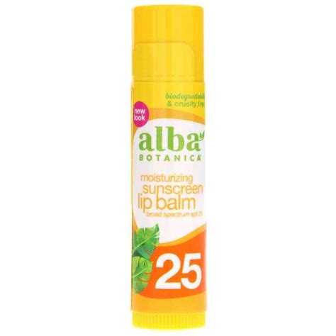 Moisturizing Sunscreen Lip Balm SPF 25 4 Tubes, Alba Botanica