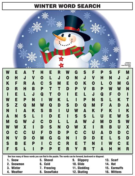 Printable Snowman Puzzle - Printable Crossword Puzzles