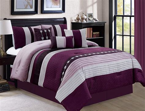 HGMart Bedding Comforter Set Bed In A Bag - 7 Piece Luxury Striped Microfiber Bedding Sets ...