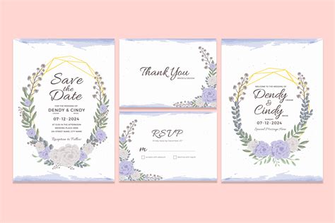 Watercolor Wedding Invitation Template Graphic by dendysign · Creative Fabrica