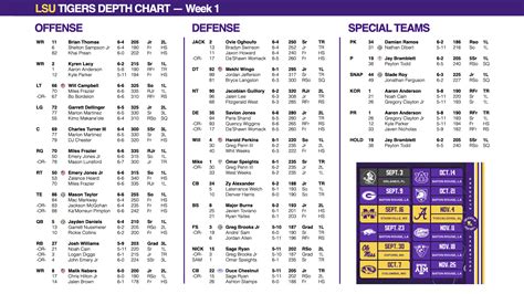 LSU Depth Chart - Week 1 (Unofficial, No Maason Smith) [1 image ...