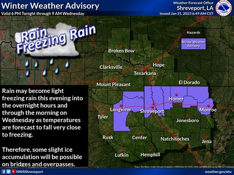 NWS Shreveport on Twitter: "A Winter Weather Advisory is in effect from ...