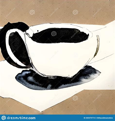 Watercolor Tea Cup Sketch Isolated, Hand Drawn Stock Illustration ...