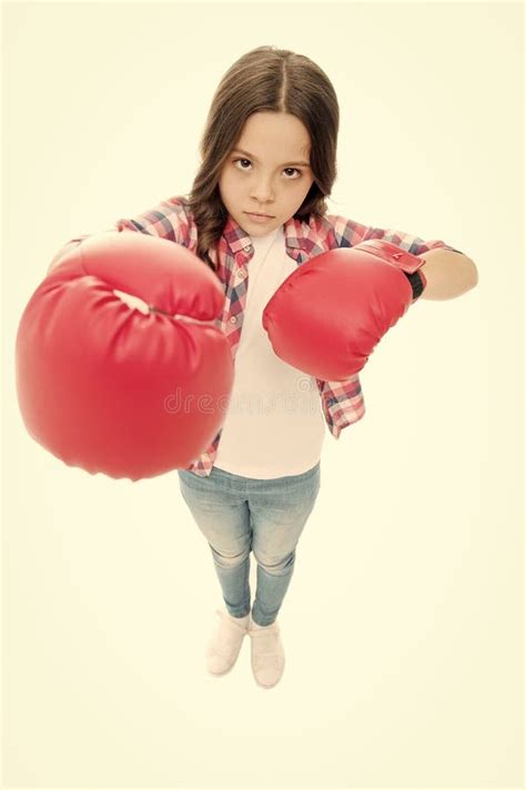 Kid Boxing Gloves Isolated White. Child Boxer Defend Herself. Sport ...