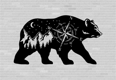 Bear Landscape Svg Night Sky Svg Bear Forest Silhouette Svg Etsy Ireland | Images and Photos finder