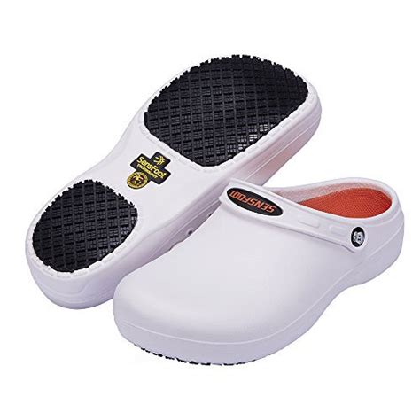 Sensfoot Slip Resistant Chef Clogs Mule - Kitchen Non Slip Work Shoes White For - Men