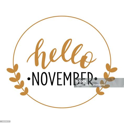 Hello November Hand Drawn Lettering Logo Icon Vector Phrases Elements ...