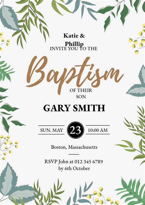 Downloadable Baptism Invitation Blank Template - Polito Weddings