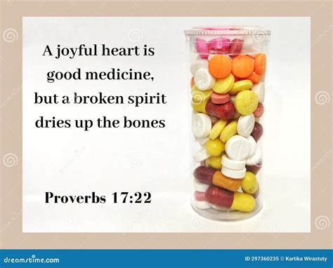 Proverbs 17:22 Bible Verse: a Joyful Heart is Good Medicine Stock Image - Image of bone, meal ...