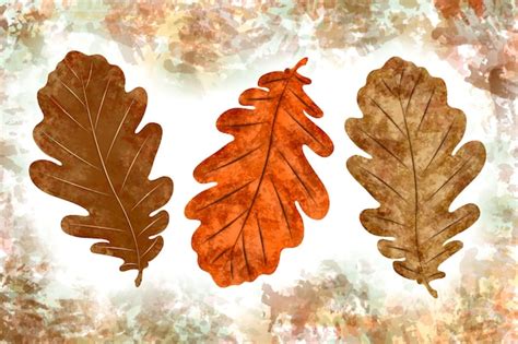 Premium AI Image | poster set of autumn leaves brown and orange colors grunge texture