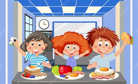 Premium Vector | Children eating healthy food