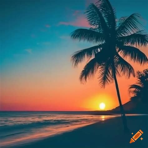 Cinematic sunset beach scene with vibrant colors and people enjoying ...