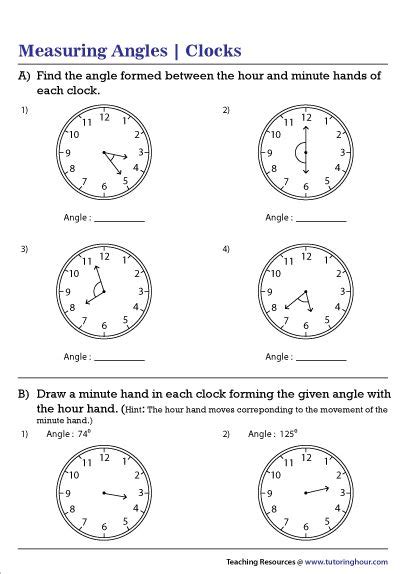 Clock Face Angles Worksheet