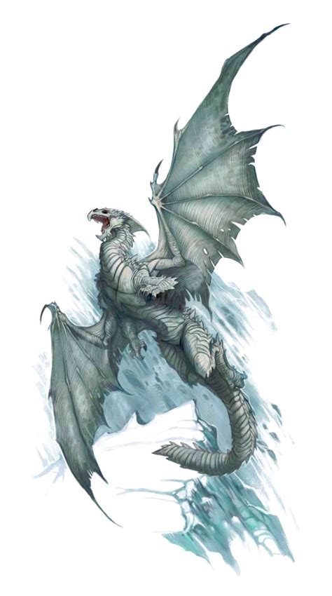 Ancient White Dragon Flying - Pathfinder PFRPG DND D&D 3.5 5E 5th ed ...