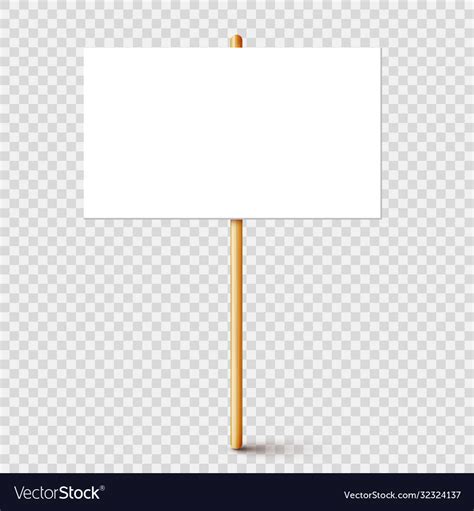 Blank protest sign with wooden holder realistic Vector Image