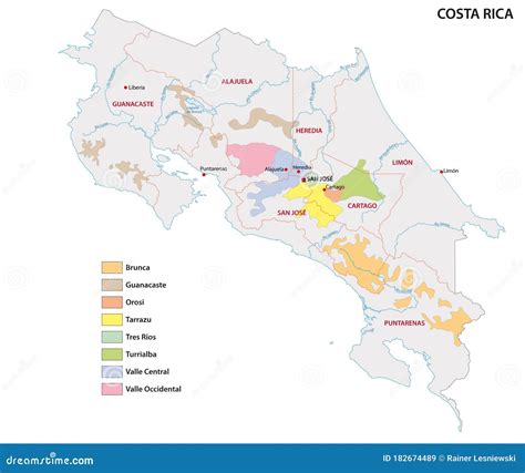 Map of the Coffee Growing Regions of Costa Rica Stock Vector - Illustration of graphic, culture ...