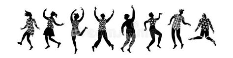 Group of Dancing People Silhouettes Stock Vector - Illustration of person, figure: 178178293