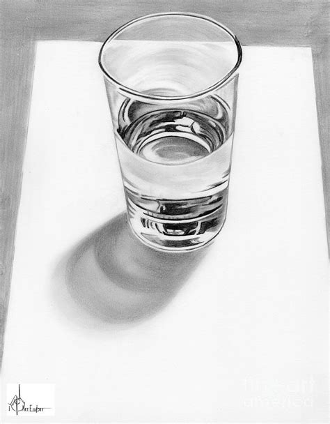 Glass of Water with lead Drawing by Murphy Elliott | Pixels