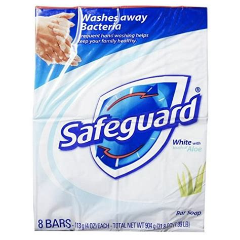 Safeguard Antibacterial Soap, White with Aloe, 4 oz bars, 8 ea (Pack of ...