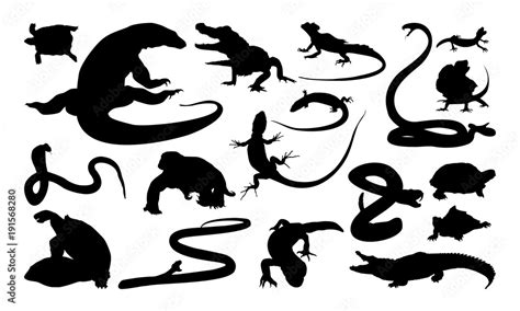 Set of Reptile silhouette vector illustration Stock Vector | Adobe Stock