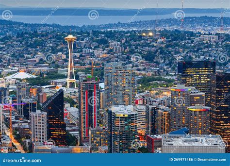 Seattle, Washington, USA Downtown Skyline Stock Photo - Image of evening, lights: 269971486