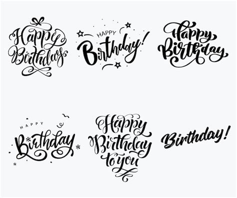 Premium Vector | Happy birthday calligraphy set typography text